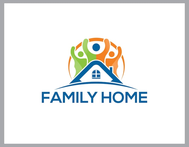 Vector family home logo vector emblem a design concept with simple people logo design