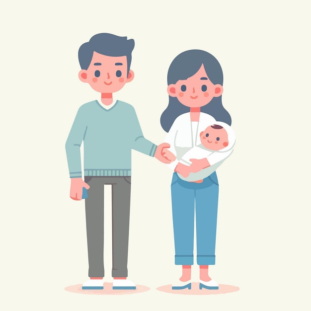 Vector family with baby style flat design