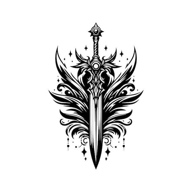 Vector vector fantasy warrior sword on white background