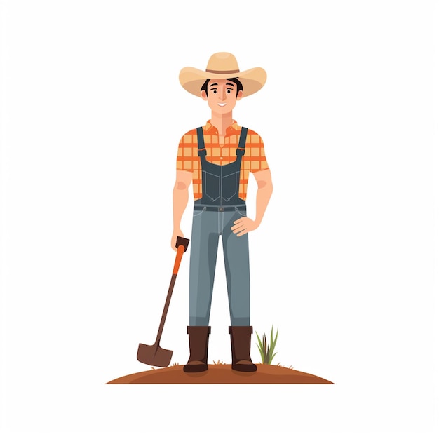 vector farm farmer agriculture farming harvest illustration man people organic field isol