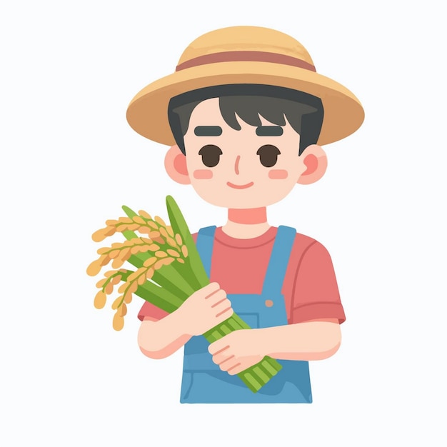 vector farmer man carrying rice harvest