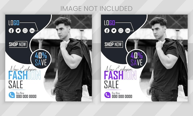 Vector fashion sale social media post web banner template