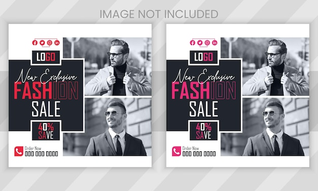 Vector fashion sale social media post web banner template