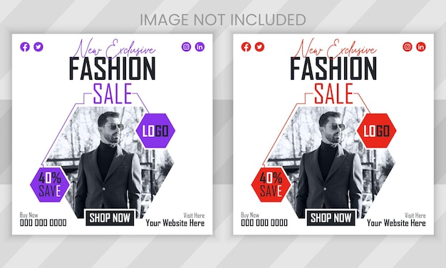 Vector fashion sale social media post web banner template