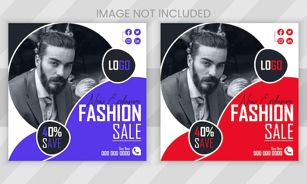 Vector fashion sale social media post web banner template