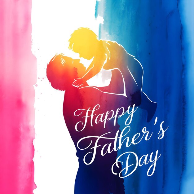 Vector vector a father lifting his child against a gradient background transitioning from pink on the left