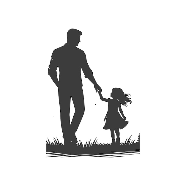 Vector vector fathers day with fathers and children silhouettes design template illustration