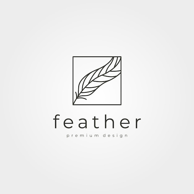 Vector of feather line art logo minimal symbol illustration design