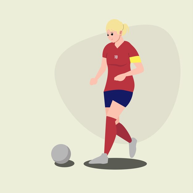 Vector vector female soccer player running woman playing european football