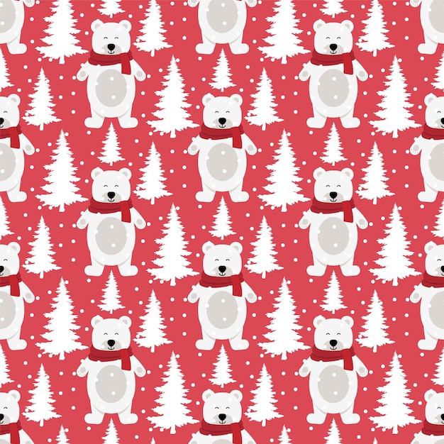 Vector festive Christmas or New Year seamless pattern in bears