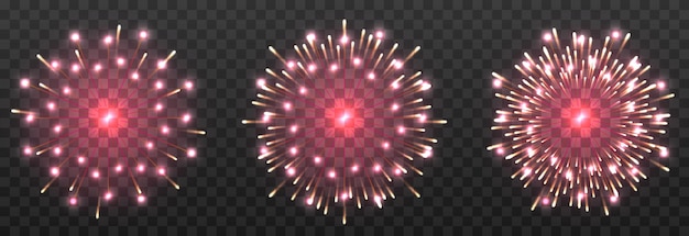 Vector festive fireworks on an isolated transparent background Fireworks png salute explosion pn