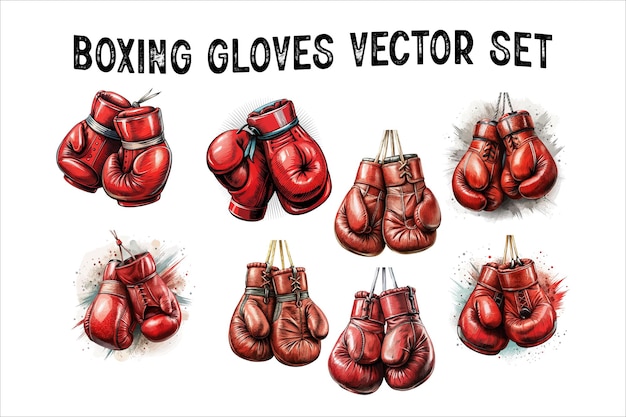 Vector vector of fiery red boxing gloves boxing gloves set on white background