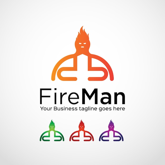 vector fireman logo template design