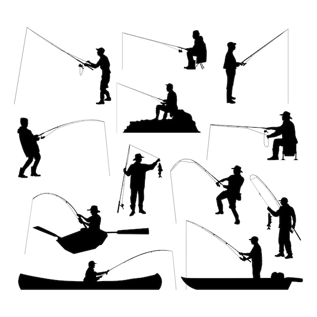 vector fisherman silhouette