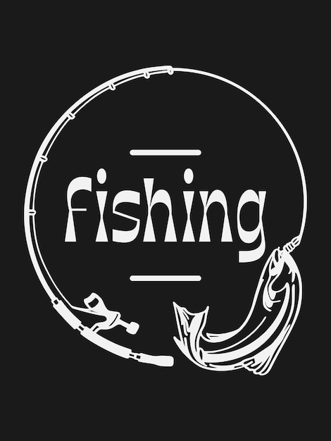 Vector Fishing black t shirt design template