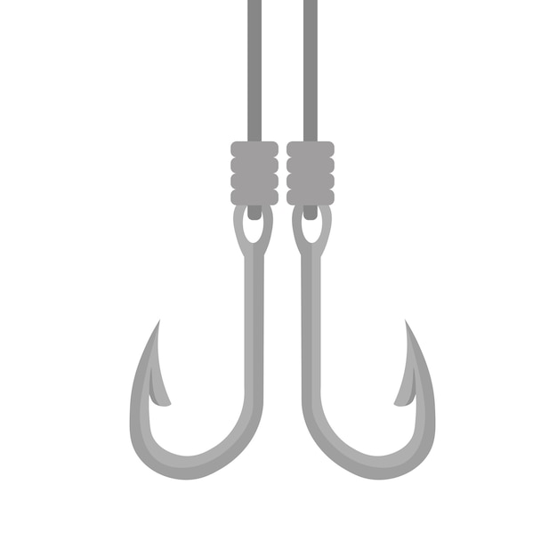 Vector Fishing Hooks For Hanging Lures Illustration Set With Isolate On White Background