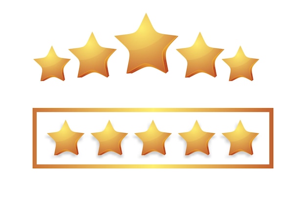 Vector five stars in 3d style on white background