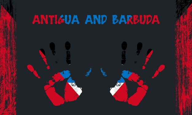 Vector flag of Antigua and Barbuda with a palm