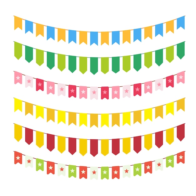 Vector flag garlands for invitation card design