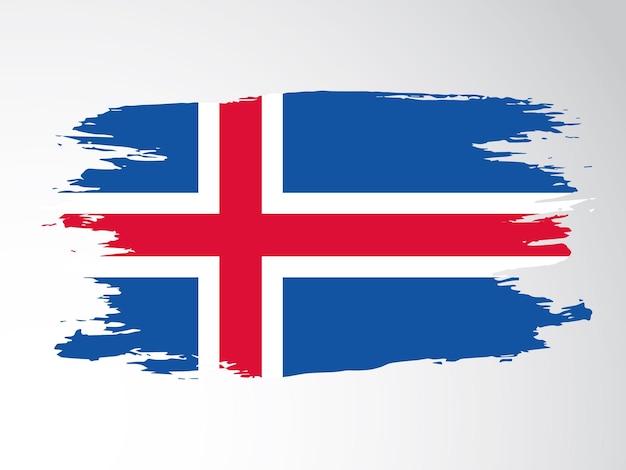 Vector flag of Iceland drawn with a brush