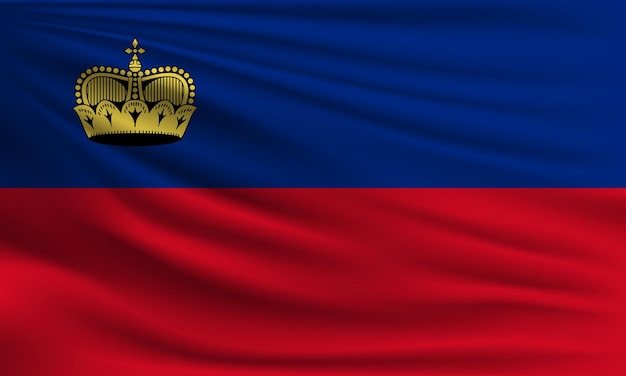 Vector flag of Liechtenstein with a palm