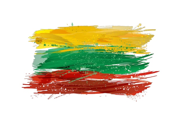 Vector flag of Lithuania made with colorful splashes