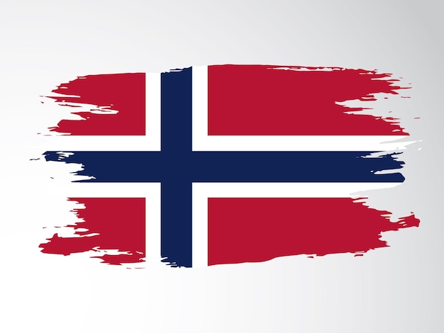 Vector flag of Norway drawn with a brush