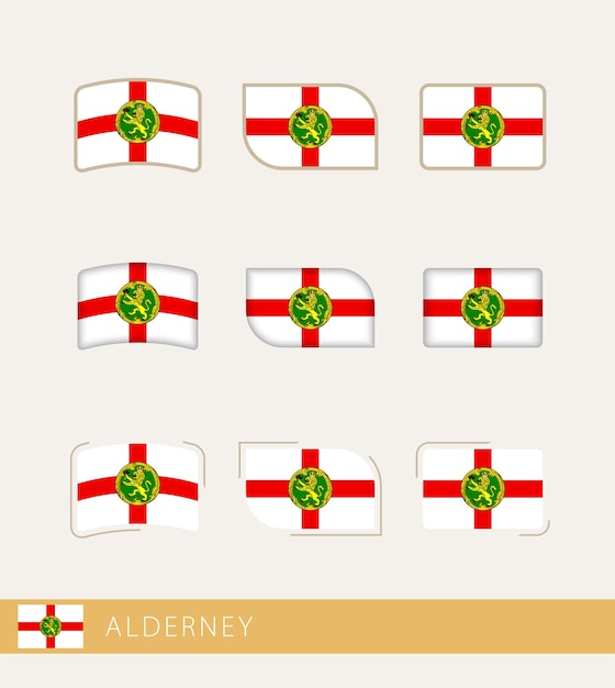 Vector flags of Alderney collection of Alderney flags