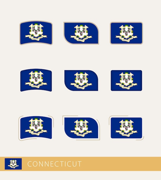 Vector flags of Connecticut collection of Connecticut flags