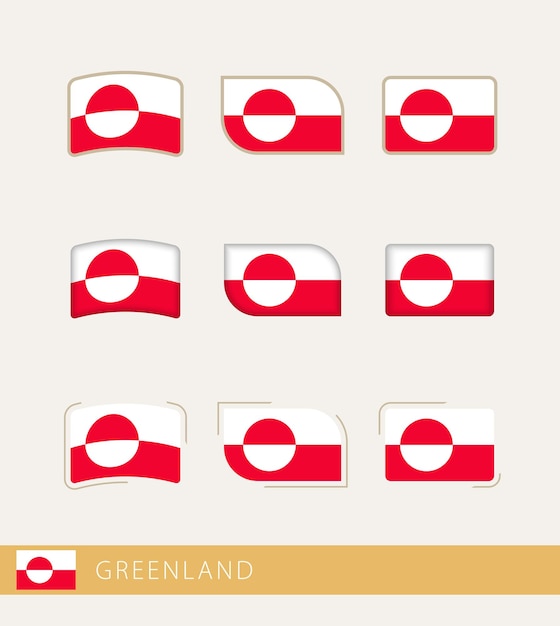 Vector flags of Greenland collection of Greenland flags