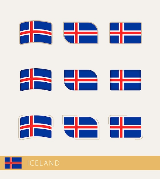 Vector flags of Iceland collection of Iceland flags