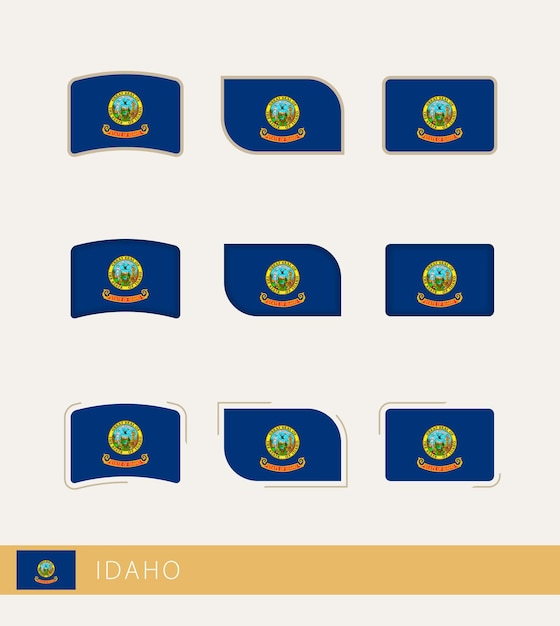 Vector flags of Idaho collection of Idaho flags