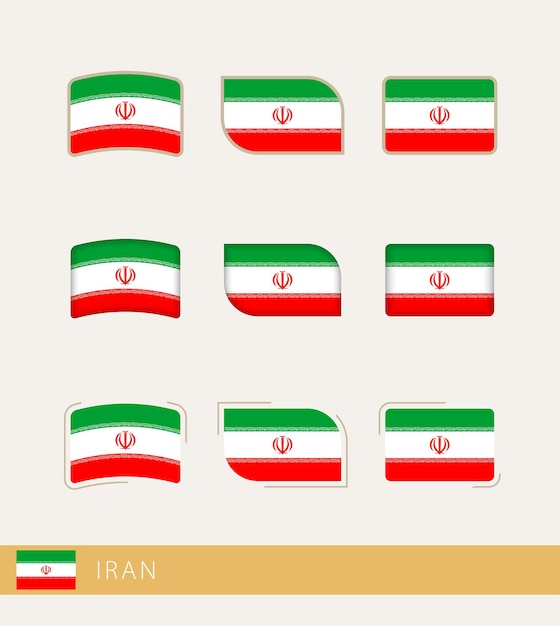 Vector flags of Iran collection of Iran flags