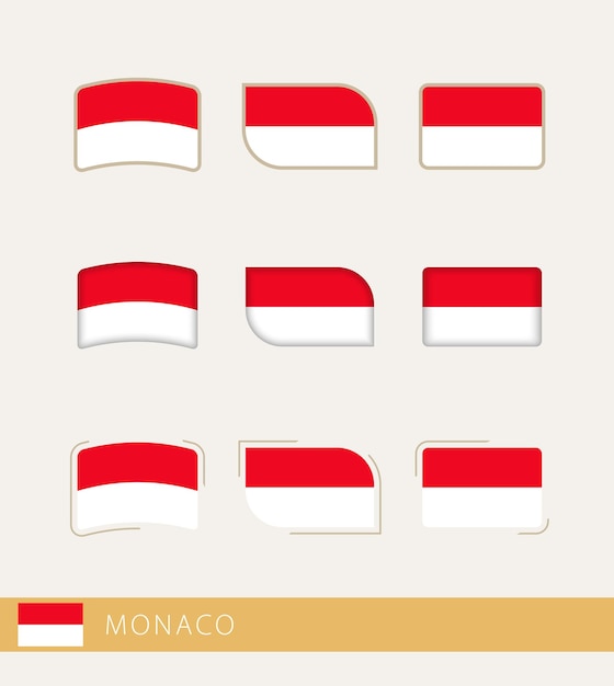 Vector flags of Monaco collection of Monaco flags