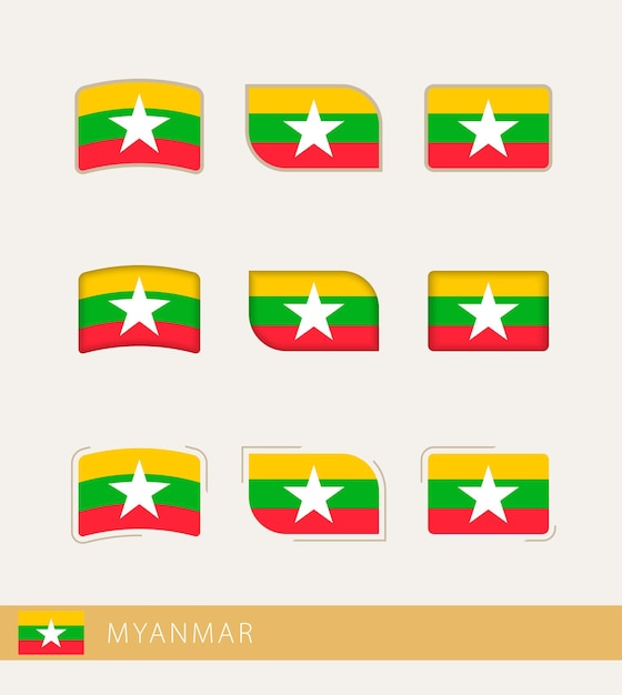 Vector flags of Myanmar collection of Myanmar flags