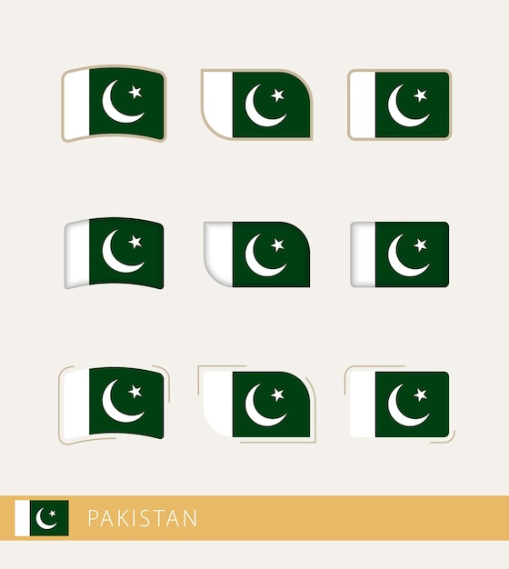 Vector flags of Pakistan collection of Pakistan flags