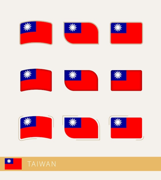 Vector flags of Taiwan collection of Taiwan flags