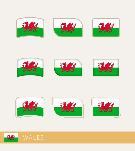 Vector flags of Wales collection of Wales flags