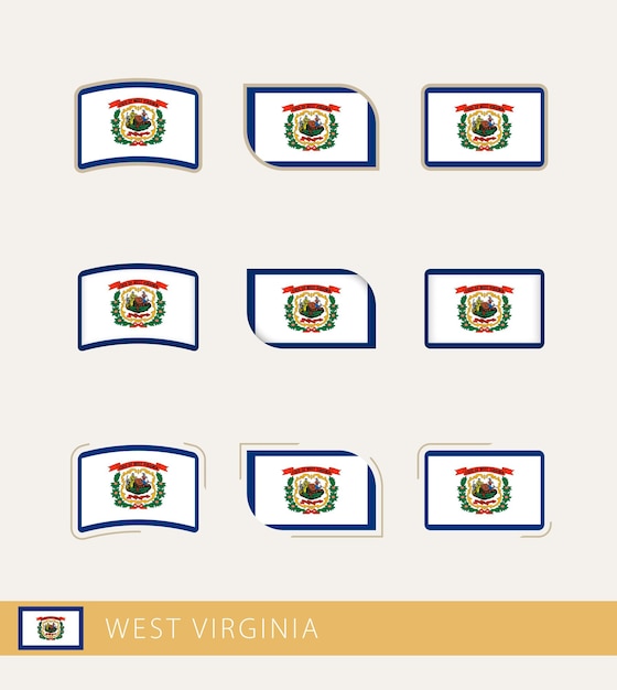 Vector flags of West Virginia collection of West Virginia flags