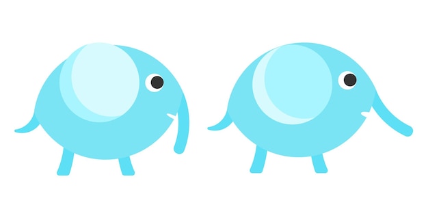 Vector flat blue kids elephant symbol