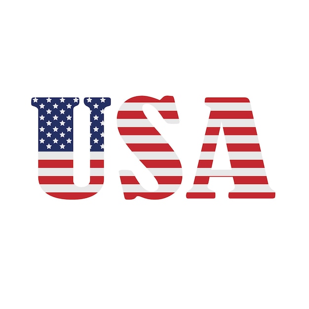 Vector vector flat cartoon american usa flag lettering