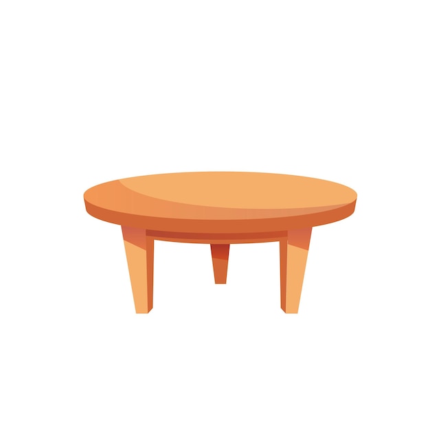 Vector flat cartoon round coffee table isolated on empty background-home furniture and room interior elements concept,web site banner ad design