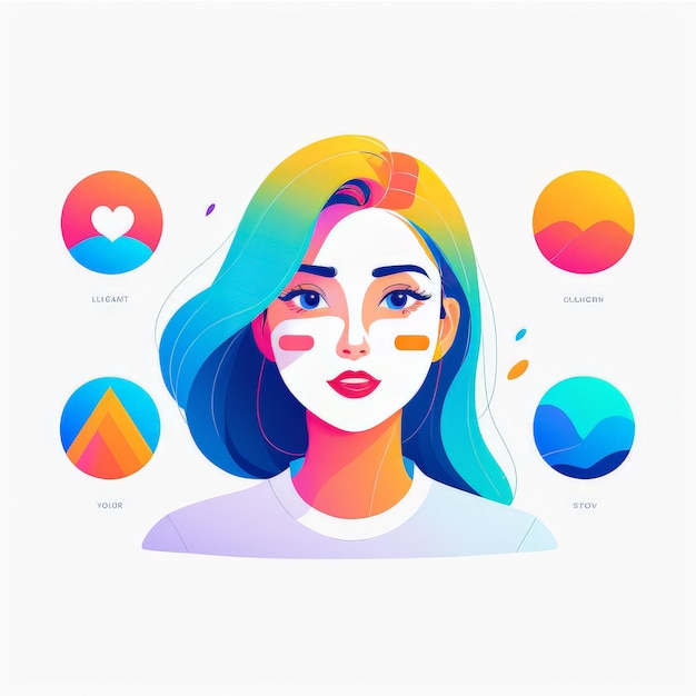 Vector vector flat color illustration of a woman with different shapes