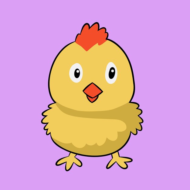 Vector vector flat cute baby chicken illustration with pastel background