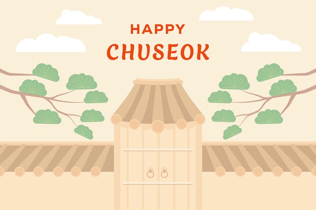 vector flat design happy chuseok illustration concept