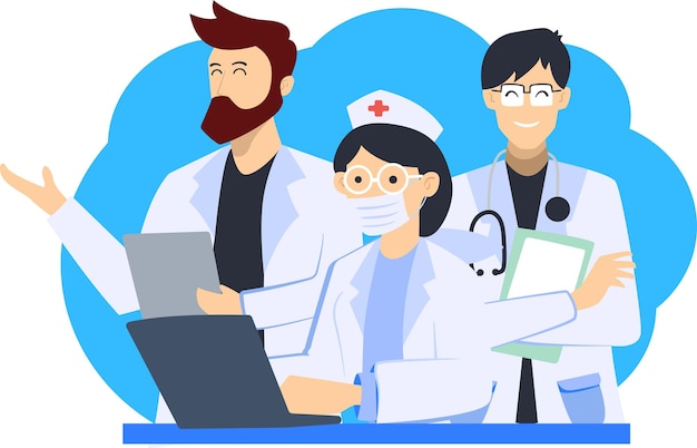 vector flat design illustration of online doctor concept