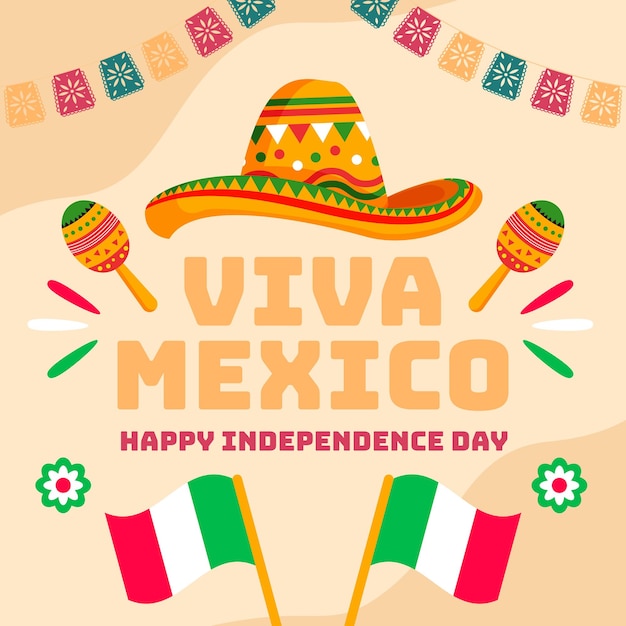 vector flat design independence Mexico Day concept illustration