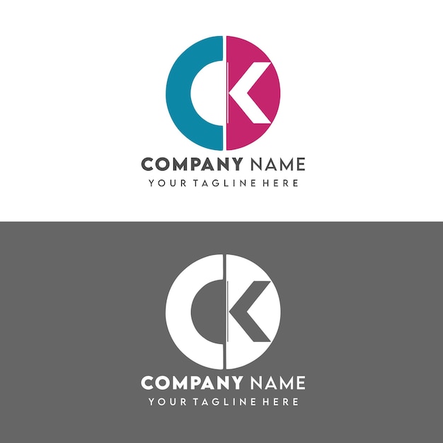 Vector vector flat design kc or ck logo template