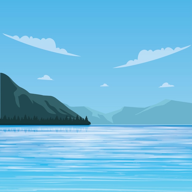 Vector vector flat design lake view