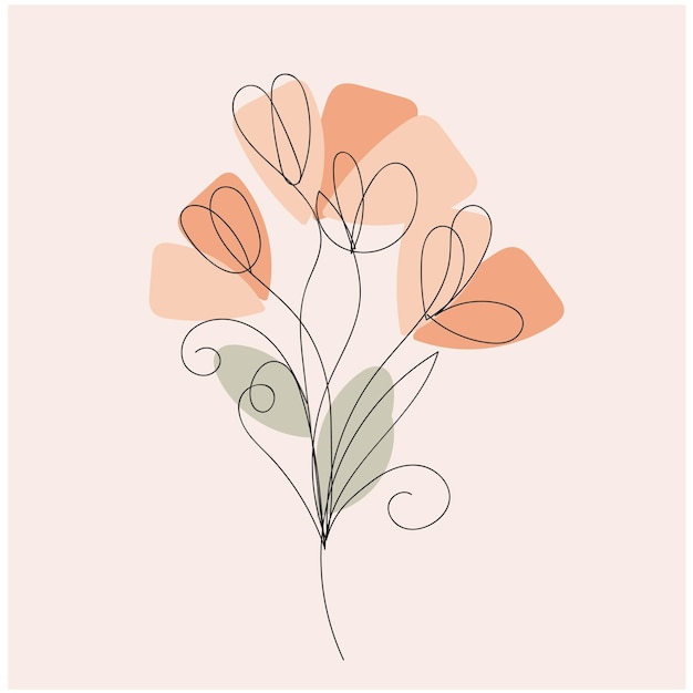 vector flat design of linear leaves and flowers